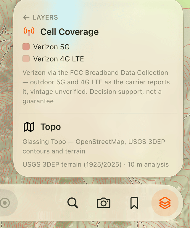 The Cell Coverage legend shows the selected carrier's 5G and LTE shades.